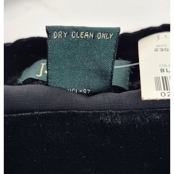 J. Crew Black Velvet Velour Long Sleeve Top Silk Blend Boatneck Size 12 NWT - Picture 4 of 5